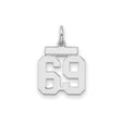 Sterling Silver Number 69 Pendant, Bold Block Font Sports Charm, Unisex Jewelry
