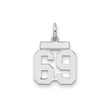 Sterling Silver Number 69 Pendant, Bold Block Font Sports Charm, Unisex Jewelry