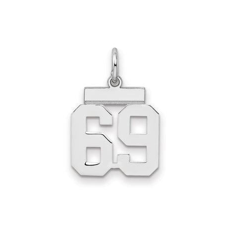 Sterling Silver Number 69 Pendant, Bold Block Font Sports Charm, Unisex Jewelry