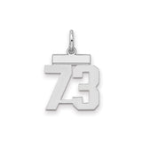 Sterling Silver Number 73 Pendant, Bold Jersey Style Sports Charm for Men and Women