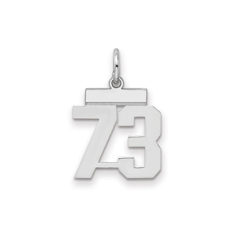 Sterling Silver Number 73 Pendant, Bold Jersey Style Sports Charm for Men and Women