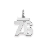 Sterling Silver Number 76 Pendant, Bold Block Digits Sports Charm, Unisex Jersey-Inspired Design