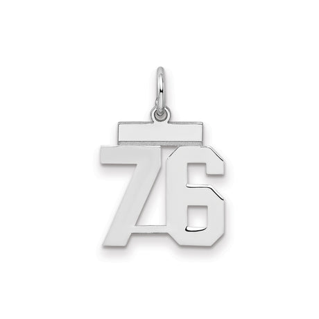 Sterling Silver Number 76 Pendant, Bold Block Digits Sports Charm, Unisex Jersey-Inspired Design