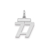 Small Polished Number 77 Charm Pendant in Real 925 Sterling Silver
