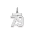 Small Polished Number 79 Charm Pendant in Real 925 Sterling Silver