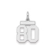 Small Polished Number 80 Charm Pendant in Real 925 Sterling Silver