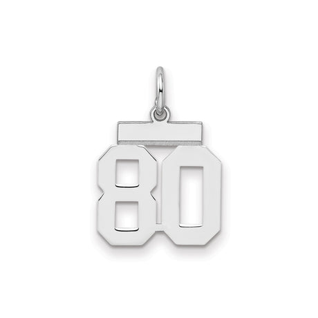 Small Polished Number 80 Charm Pendant in Real 925 Sterling Silver