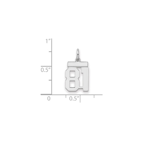 Small Polished Number 81 Charm Pendant in Real 925 Sterling Silver