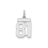 Small Polished Number 81 Charm Pendant in Real 925 Sterling Silver
