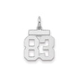 Small Polished Number 83 Charm Pendant in Real 925 Sterling Silver