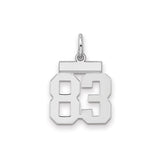 Small Polished Number 83 Charm Pendant in Real 925 Sterling Silver