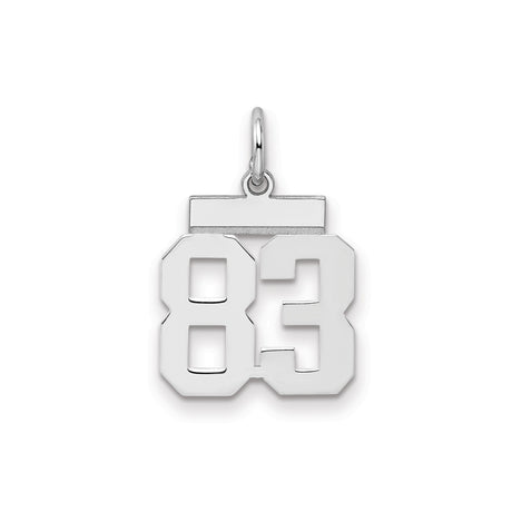 Small Polished Number 83 Charm Pendant in Real 925 Sterling Silver