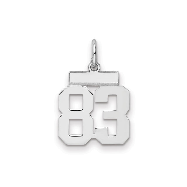 Small Polished Number 83 Charm Pendant in Real 925 Sterling Silver