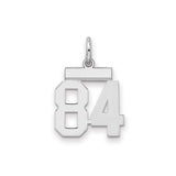 Small Polished Number 84 Charm Pendant in Real 925 Sterling Silver