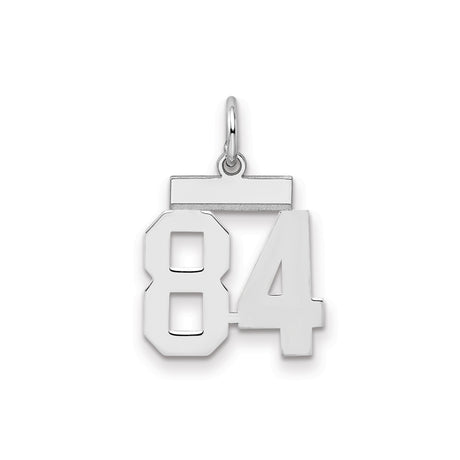 Small Polished Number 84 Charm Pendant in Real 925 Sterling Silver