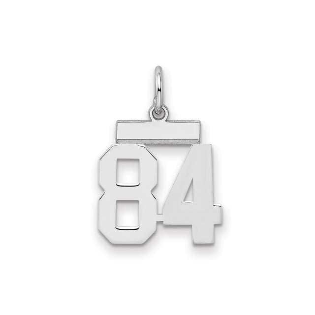 Small Polished Number 84 Charm Pendant in Real 925 Sterling Silver