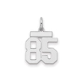 Small Polished Number 85 Charm Pendant in Real 925 Sterling Silver
