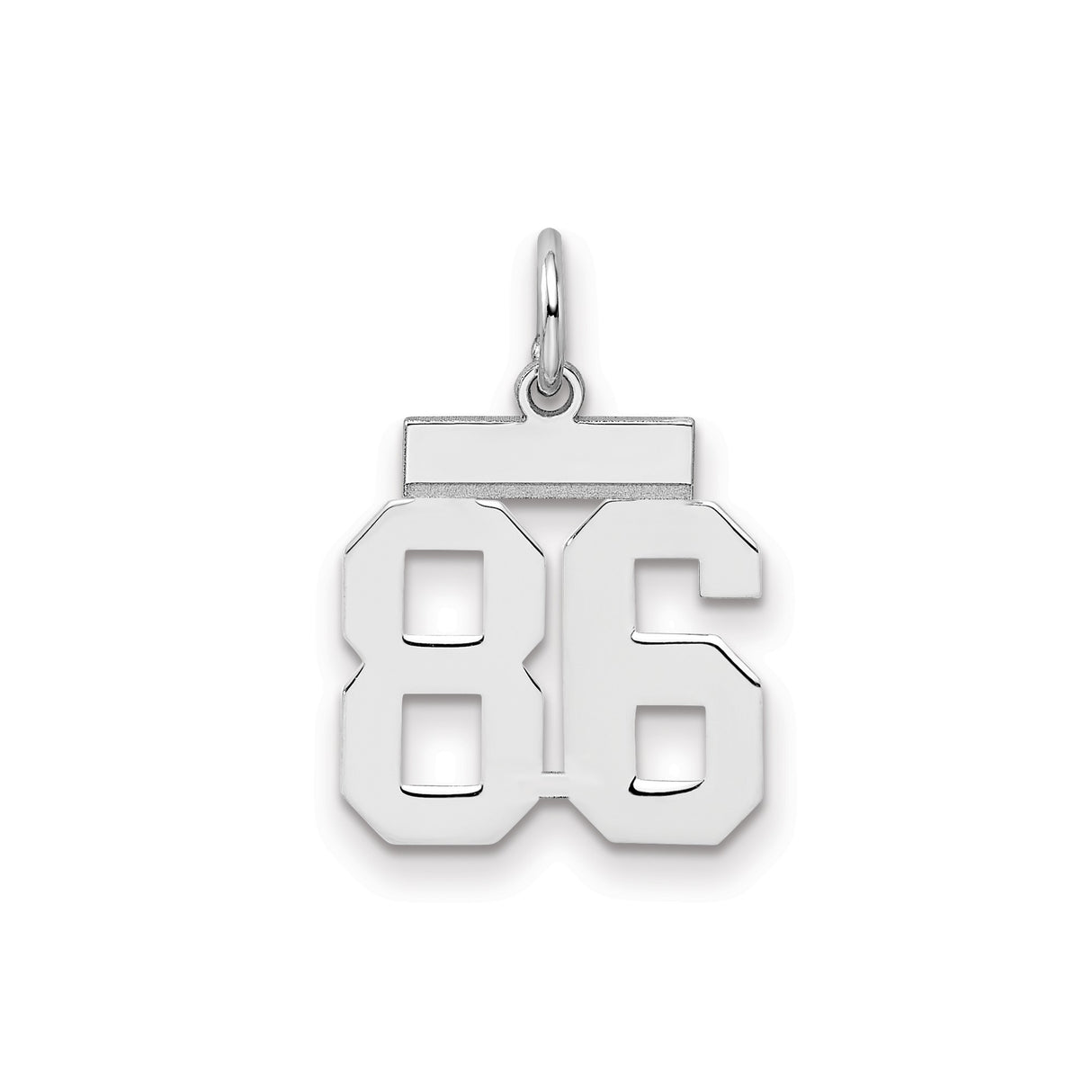 Small Polished Number 86 Charm Pendant in Real 925 Sterling Silver