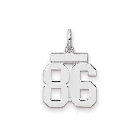 Small Polished Number 86 Charm Pendant in Real 925 Sterling Silver