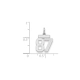 Small Polished Number 87 Charm Pendant in Real 925 Sterling Silver