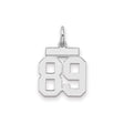 Small Polished Number 89 Charm Pendant in Real 925 Sterling Silver