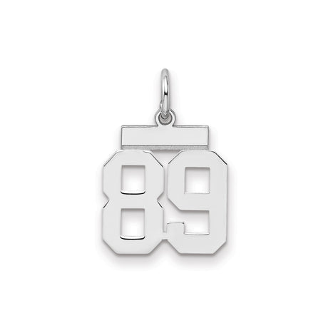 Small Polished Number 89 Charm Pendant in Real 925 Sterling Silver
