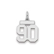 Small Polished Number 90 Charm Pendant in Real 925 Sterling Silver
