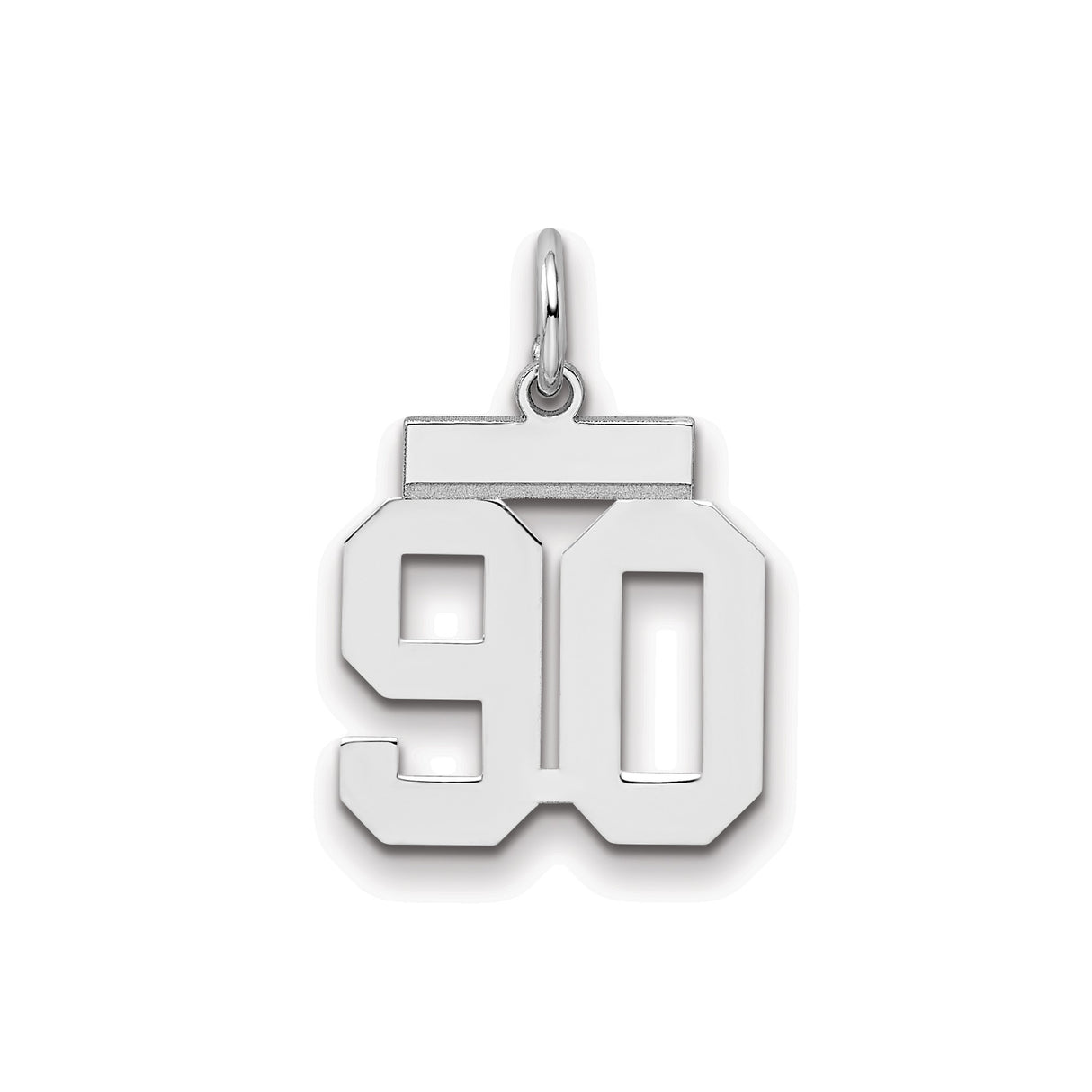 Small Polished Number 90 Charm Pendant in Real 925 Sterling Silver