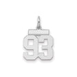 Sterling Silver Number 93 Pendant Charm, Bold Block Style, Unisex Sports or Milestone Jewelry