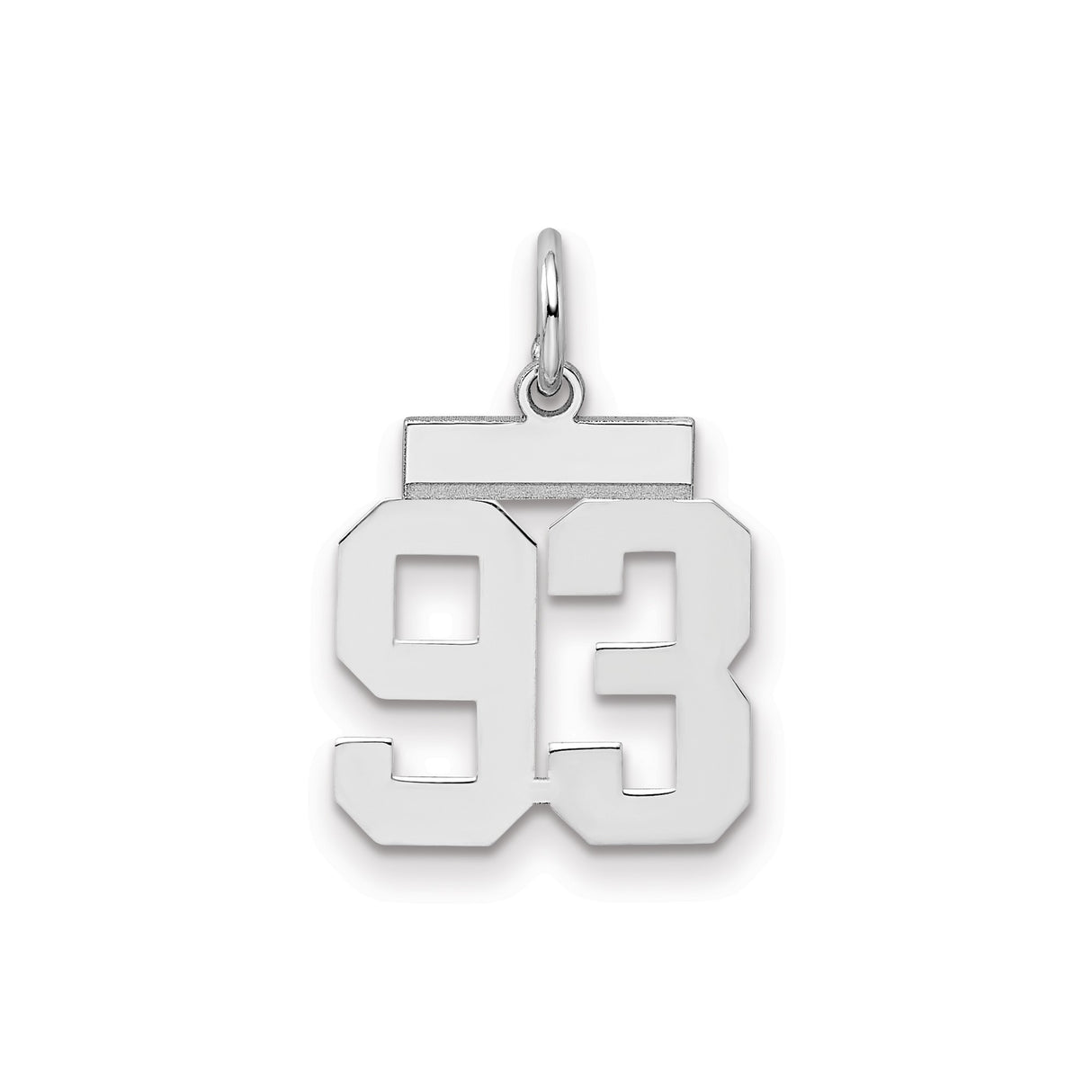 Sterling Silver Number 93 Pendant Charm, Bold Block Style, Unisex Sports or Milestone Jewelry