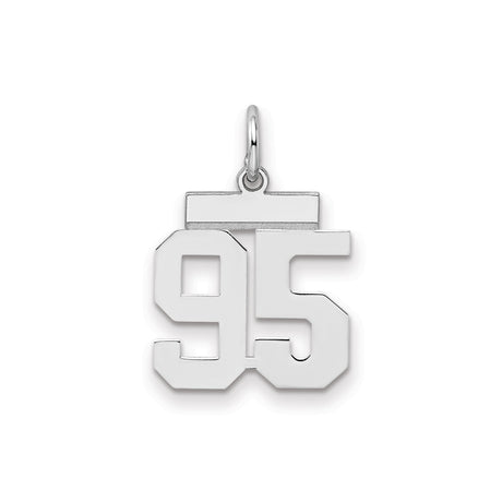 Small Polished Number 95 Charm Pendant in Real 925 Sterling Silver