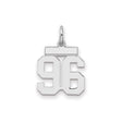 Small Polished Number 96 Charm Pendant in Real 925 Sterling Silver