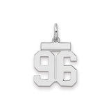 Small Polished Number 96 Charm Pendant in Real 925 Sterling Silver