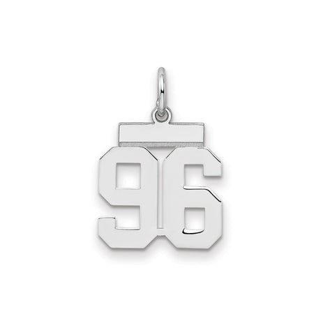 Small Polished Number 96 Charm Pendant in Real 925 Sterling Silver