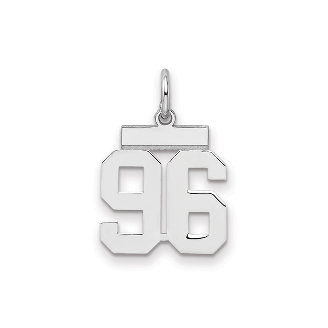 Small Polished Number 96 Charm Pendant in Real 925 Sterling Silver