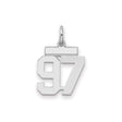 Small Polished Number 97 Charm Pendant in Real 925 Sterling Silver