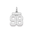 Small Polished Number 98 Charm Pendant in Real 925 Sterling Silver