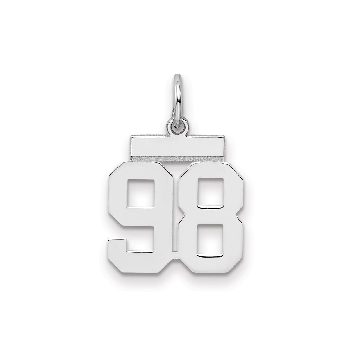 Small Polished Number 98 Charm Pendant in Real 925 Sterling Silver