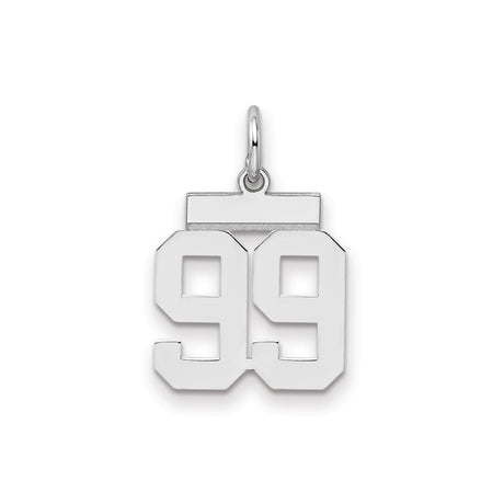 Sterling Silver Number 99 Pendant Charm, Bold Block Font, Sports Fan Jewelry