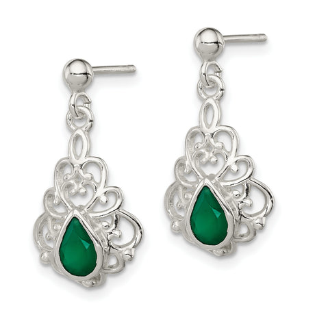 Sterling Silver Green Agate Charm Earrings and Pendant Set
