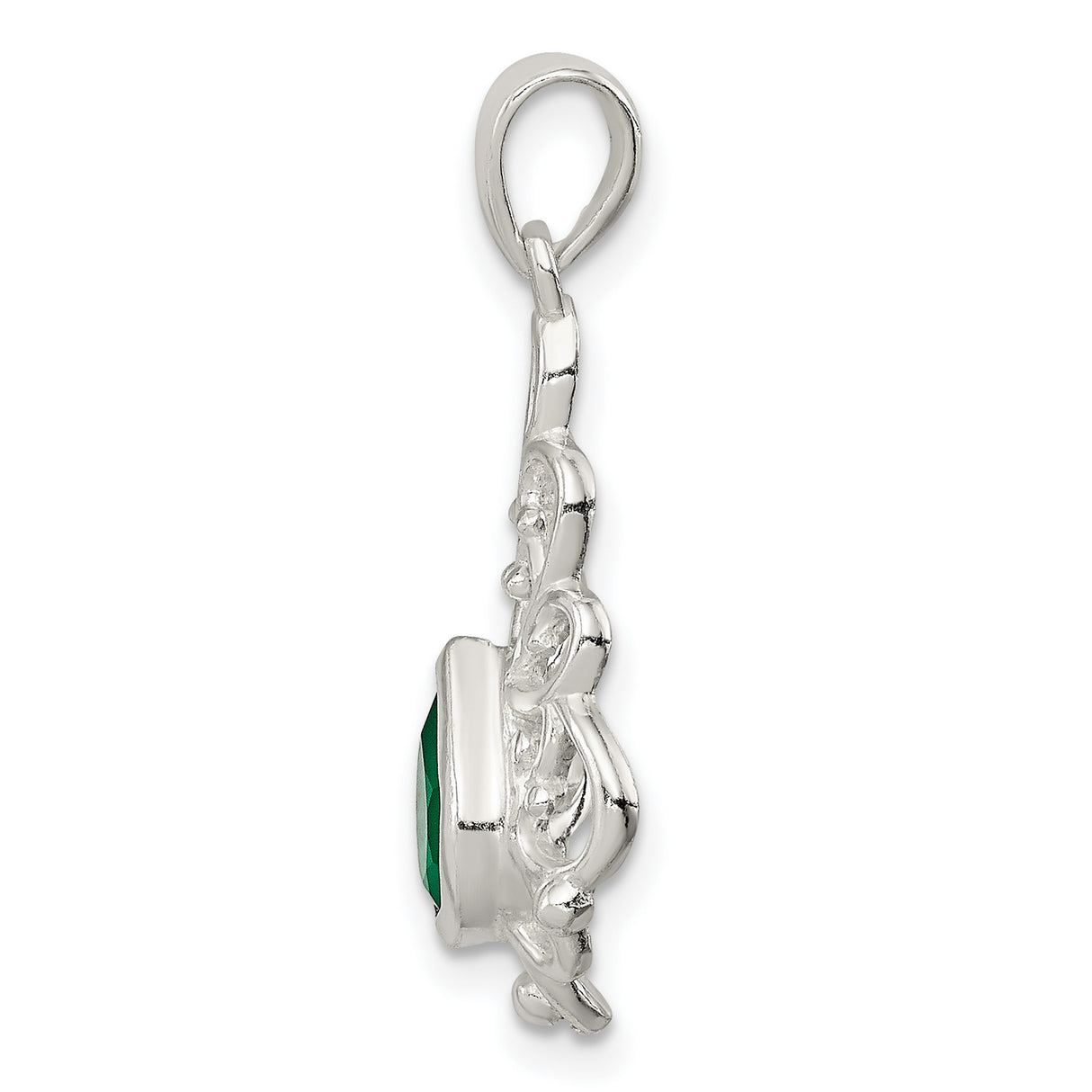 Sterling Silver Green Agate Charm Earrings and Pendant Set