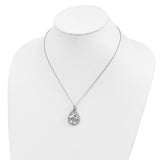 White Agate CZ Dew of Heaven 18in Necklace Charm Pendant in Real 925 Sterling Silver