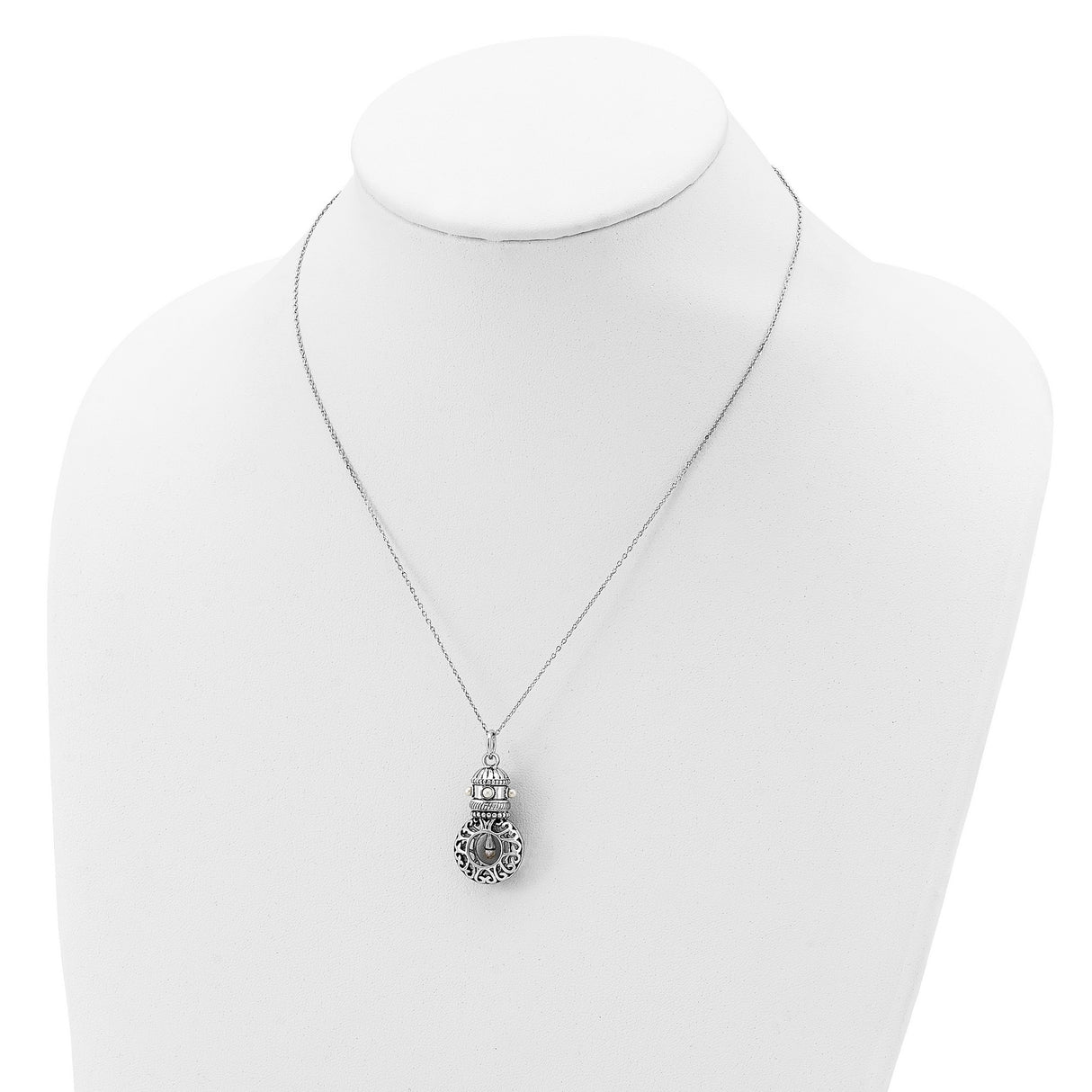 Antiqued FW Cultured Pearls of Wisdom 18in Necklace Charm Pendant in Real 925 Sterling Silver