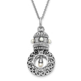 Antiqued FW Cultured Pearls of Wisdom 18in Necklace Charm Pendant in Real 925 Sterling Silver