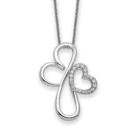 CZ Everlasting Love 18in Necklace Charm Pendant in Real 925 Sterling Silver