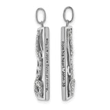 Blue Lace Agate CZ Living Water 18in Necklace Charm Pendant in Real 925 Sterling Silver