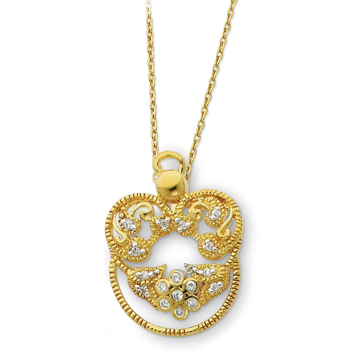 and CZ Angel of Grace 18in Necklace Charm Pendant in Real 925 Sterling Silver