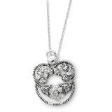 CZ Antiqued Angel of Grace 18in Necklace Charm Pendant in Real 925 Sterling Silver
