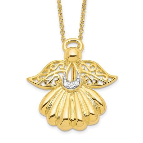 CZ Angel of Remembrance 18in Necklace Charm Pendant in Real 925 Sterling Silver