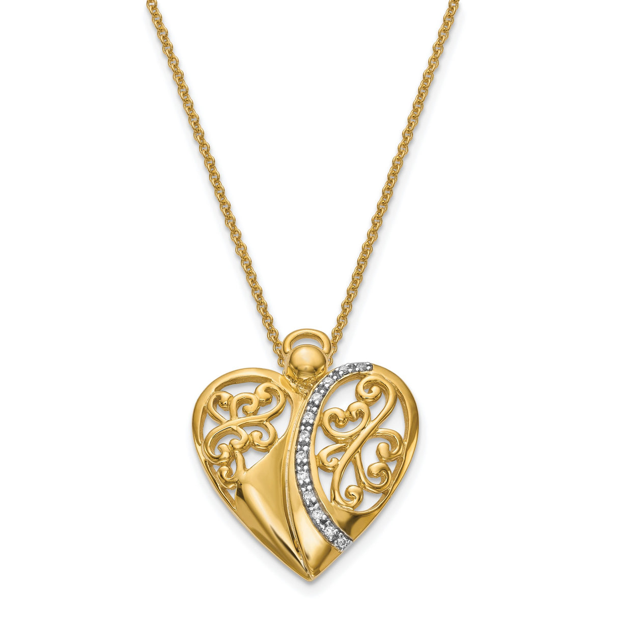 CZ Angel of Love 18in Necklace Charm Pendant in Real 925 Sterling Silver